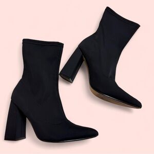 Fashion Nova Chic Black Heeled Sock Boots
